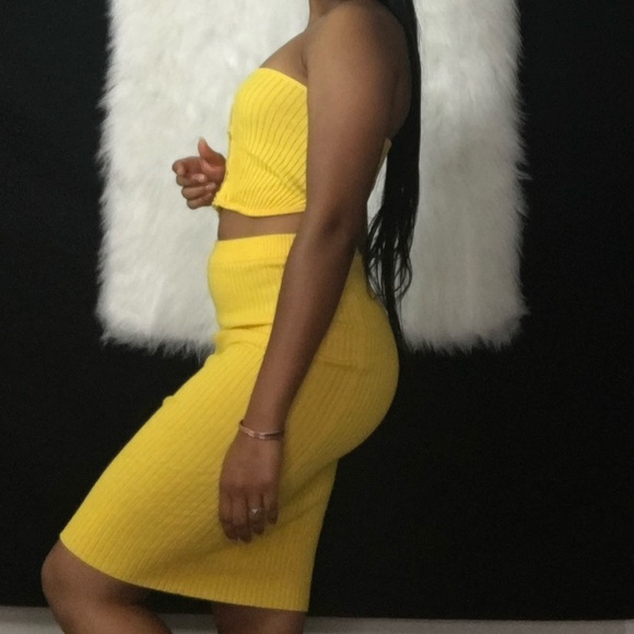 Yellow Ribbed Two-Piece Set - Picture 2 of 4